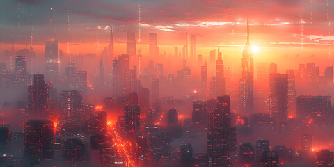 Fototapeta premium Futuristic Cityscape Illustration with Minimalist Technology Elements