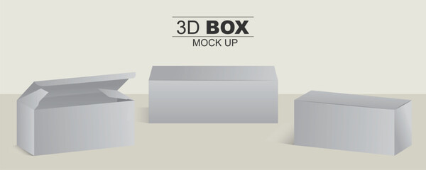 Boxes mockups, open and closed boxes vector illustration Product Package Box