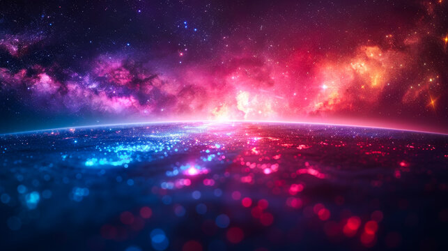 Vibrant Neon Lines with Galaxy Colors in Tech Theme
