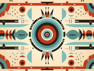 Obraz premium Traditional Geometric North American Indian Patterns, Colorful Tribal Designs, Cultural Heritage, AI Generation