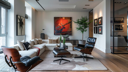 A modern living room ambiance elevated by the presence of a thoughtfully positioned poster frame.