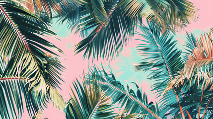 A miami vice theme banner with soft neon pink, teal and black gradient colors, in the style of 80s