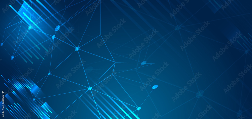 Aufkleber Blue vector background for banner. Abstract geometric pattern of stripes and triangles for presentation. Abstract vertical design. Science and technology.