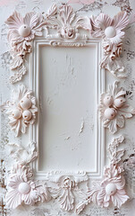 bas relief frame with blank center, regency fruit, white