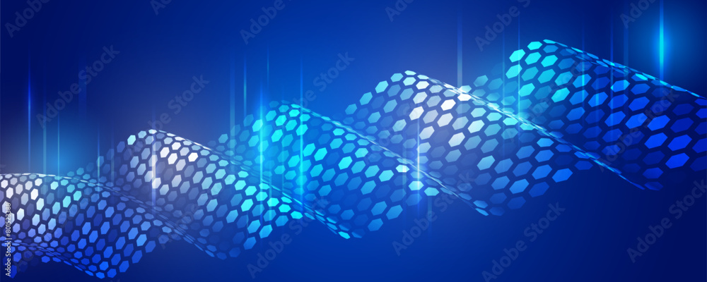Aufkleber abstract hexagons, futuristic concept. data transfer and protection, internet communication on a blu