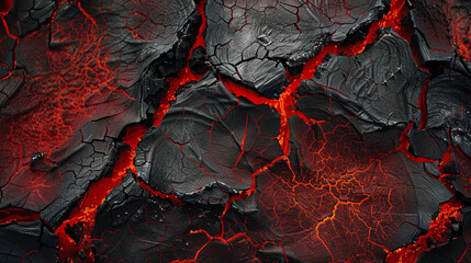 Lava Fire heat red cracked ground texture after eruption volcano