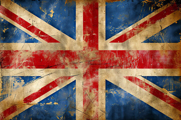 Distressed dark worn background of a vintage Union Jack national flag of the United Kingdom,  stock illustration image