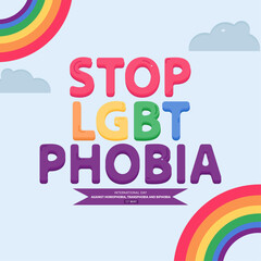 Campaign poster against Homophobia, Transphobia and Biphobia. stop LGBT phobia campaign template design.