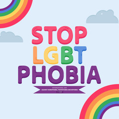 Fototapeta premium Campaign poster against Homophobia, Transphobia and Biphobia. stop LGBT phobia campaign template design.