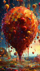     Landscape reflects in Surreal and dreamlike landscape wallpaper in orange  tones water   3d rendered illustration of a space 