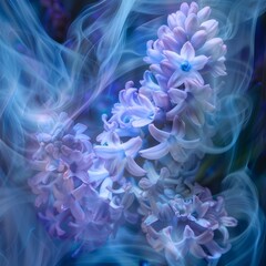   A tight shot of blooming flowers with smoke rising from their centers and bases
