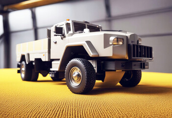 Obraz premium 'background yellow delivered ready truck grey package box cardboard Big deliver large pack cabin delivery distribution buying carrying gift transportation wish shopping order shipment sending'