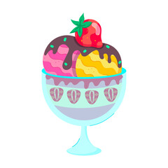 Flat Stickers Depicting Strawberry Desserts
