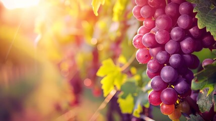 ripe grapes on vine growing in lush vineyard vibrant food closeup photo