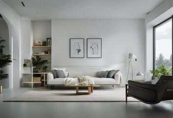 interior stairs armchair living room White