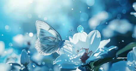 Monarch butterfly pollinating flowers in the summer day, soft background. AI generated illustration