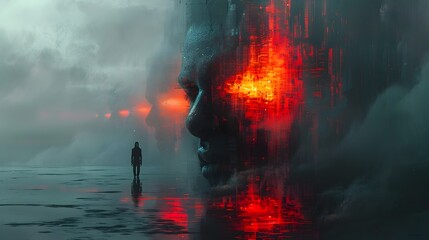 Apocalyptic Digital Blaze Engulfs Dystopian Landscape in Mesmerizing Glitch Inspired Artwork