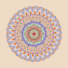 Vector circular symmetrical mandala pattern. Decorative ornament in ethnic oriental style for coloring, postcards, tattoos, yoga logo, spa, wallpaper pattern, tiles, tableware, textile print