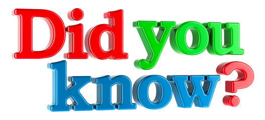 Did you know. Colored inscription. 3D rendering isolated on transparent background