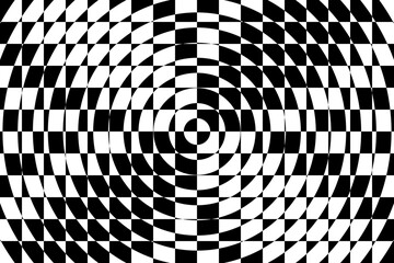 Vector abstract checkered background. Simple illustration with optical illusion, op art.