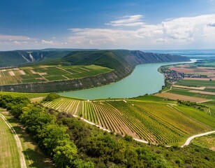 Die Donau in Österreich - Wachau, Niederösterreich , Weingut - KI generiert