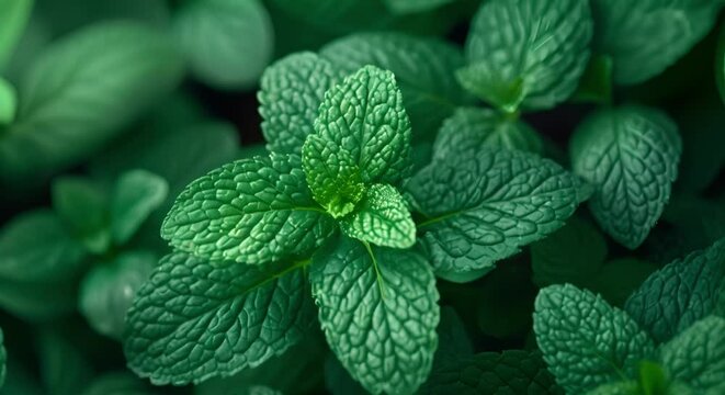 Close-up shot of fresh peppermint leaves for making essential oils. Concept Herbal Photography, Aromatic Plants, Close-up Shots, Essential Oil Making, Peppermint Leaves