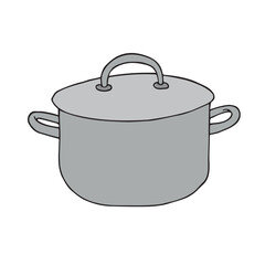 Vector hand drawn doodle sketch colored cooking pot isolated on white background