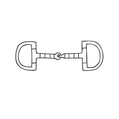 Vector hand drawn doodle sketch outline horse equestrian bit isolated on white background