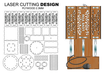 Table lamp Laser Cut template  - elegant light lamp (plywood 2.3 mm).