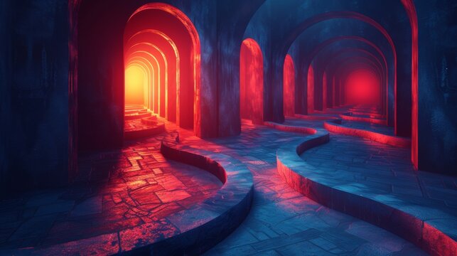 In a labyrinth game, there are many entrance riddles, maze conundrums, way rebuses, and arcade labyrinths games. This concept illustration set consists of a labyrinth game, right or wrong ways, and