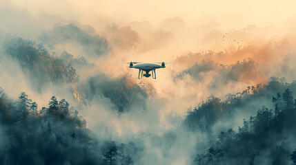 Fototapeta premium Drone's Eye View - Empty Digital Landscape