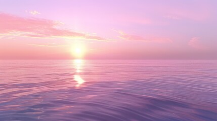 Obraz premium A expansive water body with a radiant sun at its zenith and an array of clouds in the backdrop