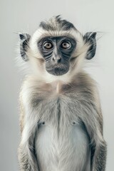 Portrait of a monkey with charming on white background