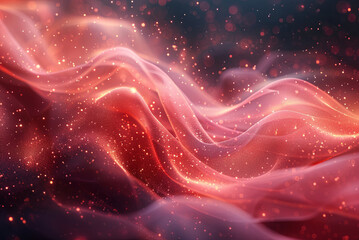 Red and pink wave of light with a lot of sparkles