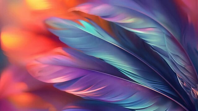 Feathers spread like flowers. colorful, blue,generative ai