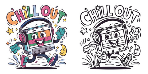 2024 cassette tape old school retro vintage vector design, chill out