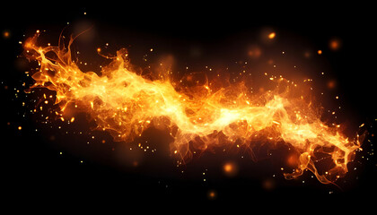 fiery sparks on an isolated transparent background. Sparks png, fire png, fiery particles