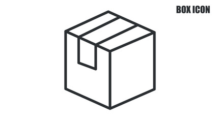 Box Icon. Vector isolated black and white illustration of a box