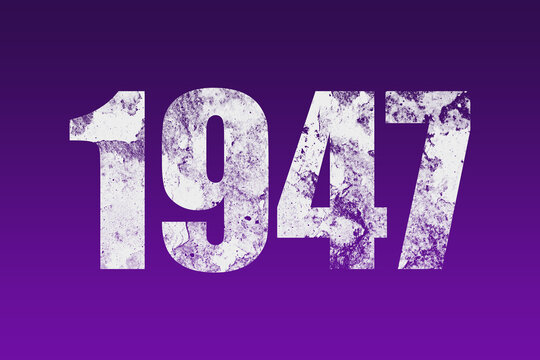 flat white grunge number of 1947 on purple background.	