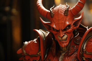 Fierce demonic figure with horns and sharp teeth