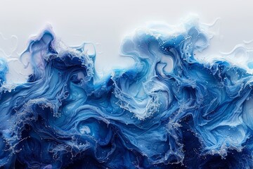 Background of wave with a blue color. The painting has a calming and serene mood