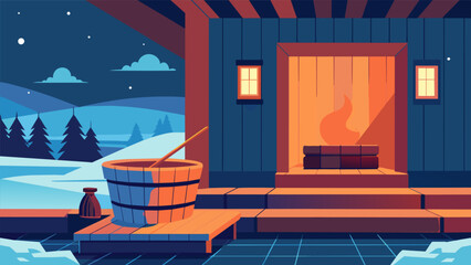 Obraz premium The saunas toasty embrace soothes and relaxes your tired muscles providing a muchneeded break from the freezing temperatures outside..