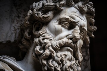 Fototapeta premium Weathered stone sculpture with intricate details