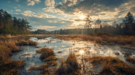 tranquil heidenreichsteiner moor peat bog marshland in austria natural landscape photography