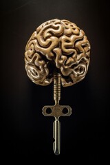 Intricate Brain Sculpture with Key