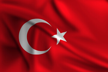 Turkish flag covering the frame is waving in the wind