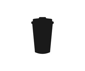 Black takeaway coffee cup logo design. Disposable coffee cup. Coffee paper cup vector design and illustration.