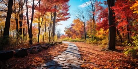 Fototapeta premium Vibrant Autumn Woodland Path