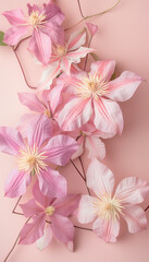 Elegant Pink Clematis Flowers on Pastel Background