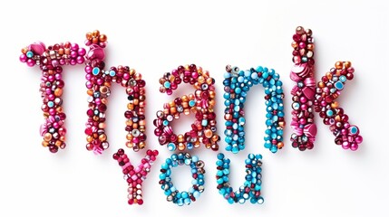 Words Thank You created in Beaded Lettering.